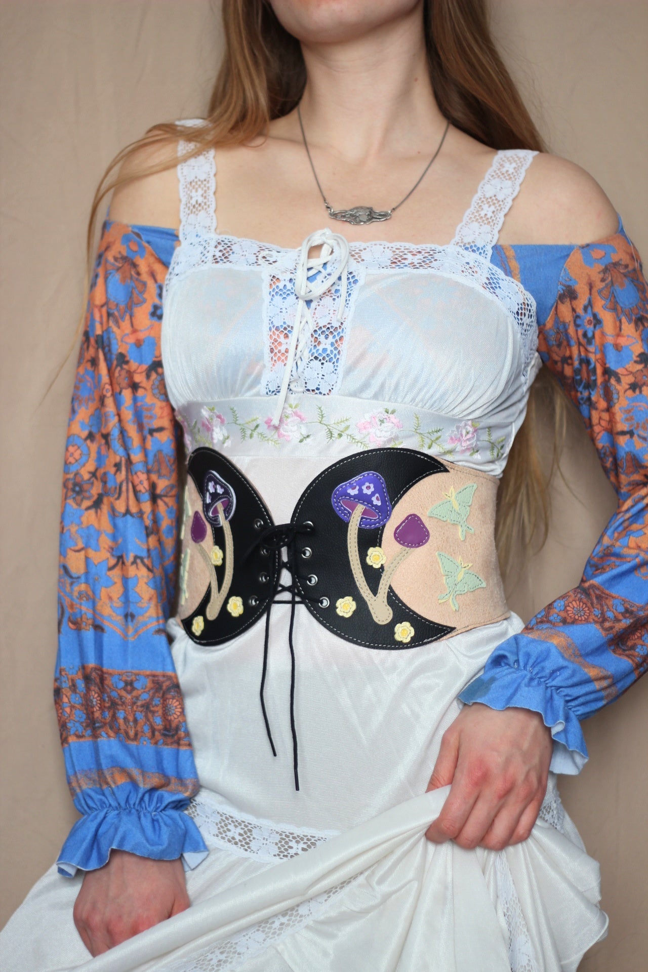 Kyramade vegan leather Mushroom Luna Moth belt