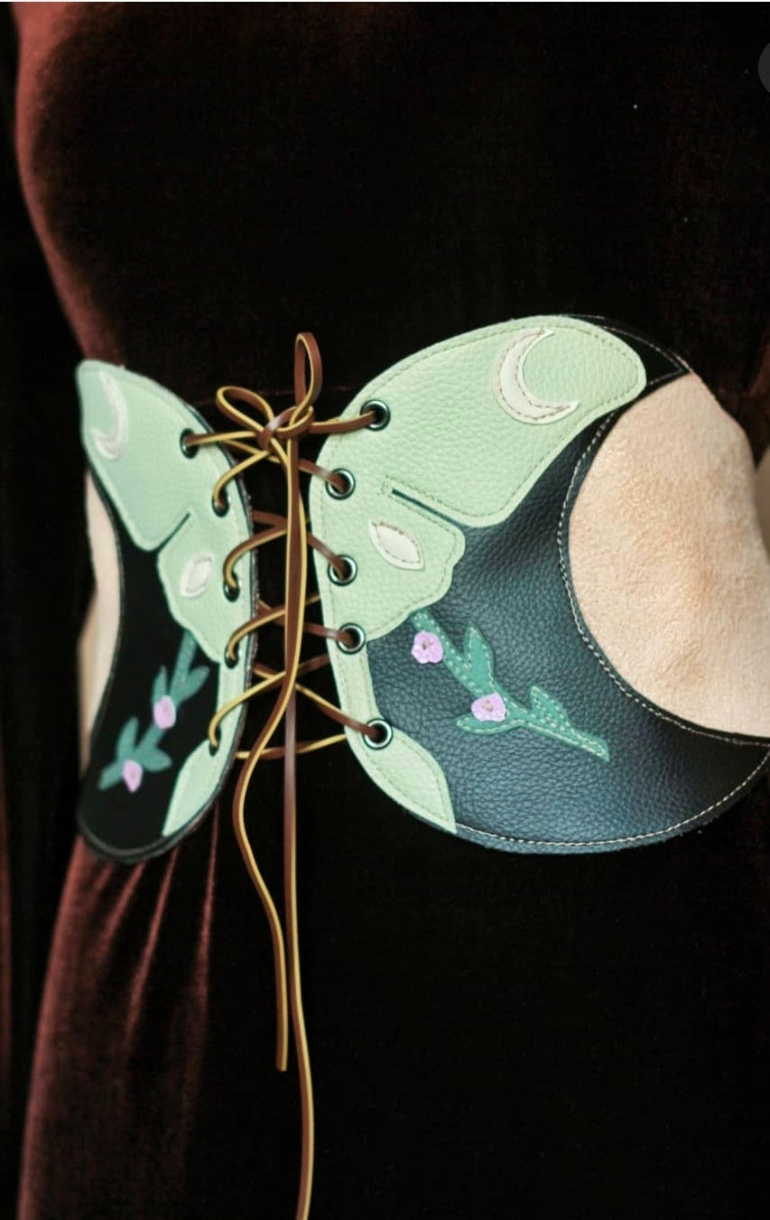 Kyramade vegan leather Classic Luna Moth belt