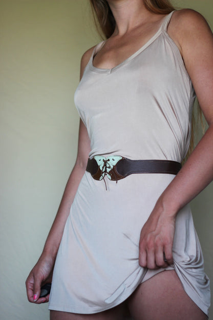 Kyramade vegan leather Mini Luna Moth belt