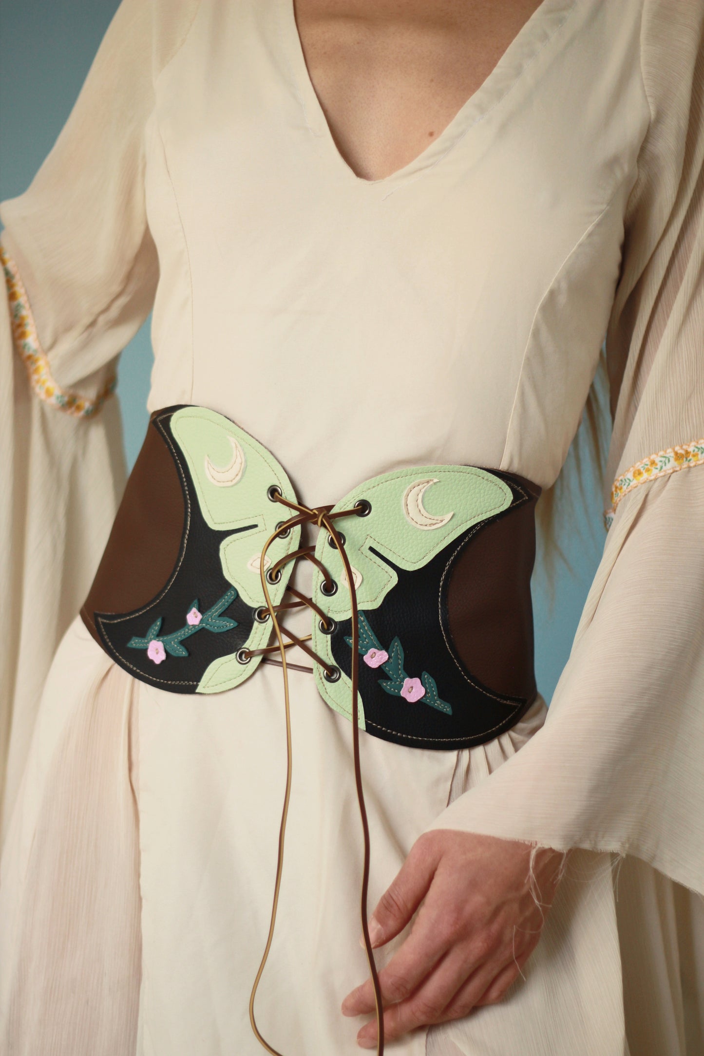 Kyramade vegan leather Classic Luna Moth belt