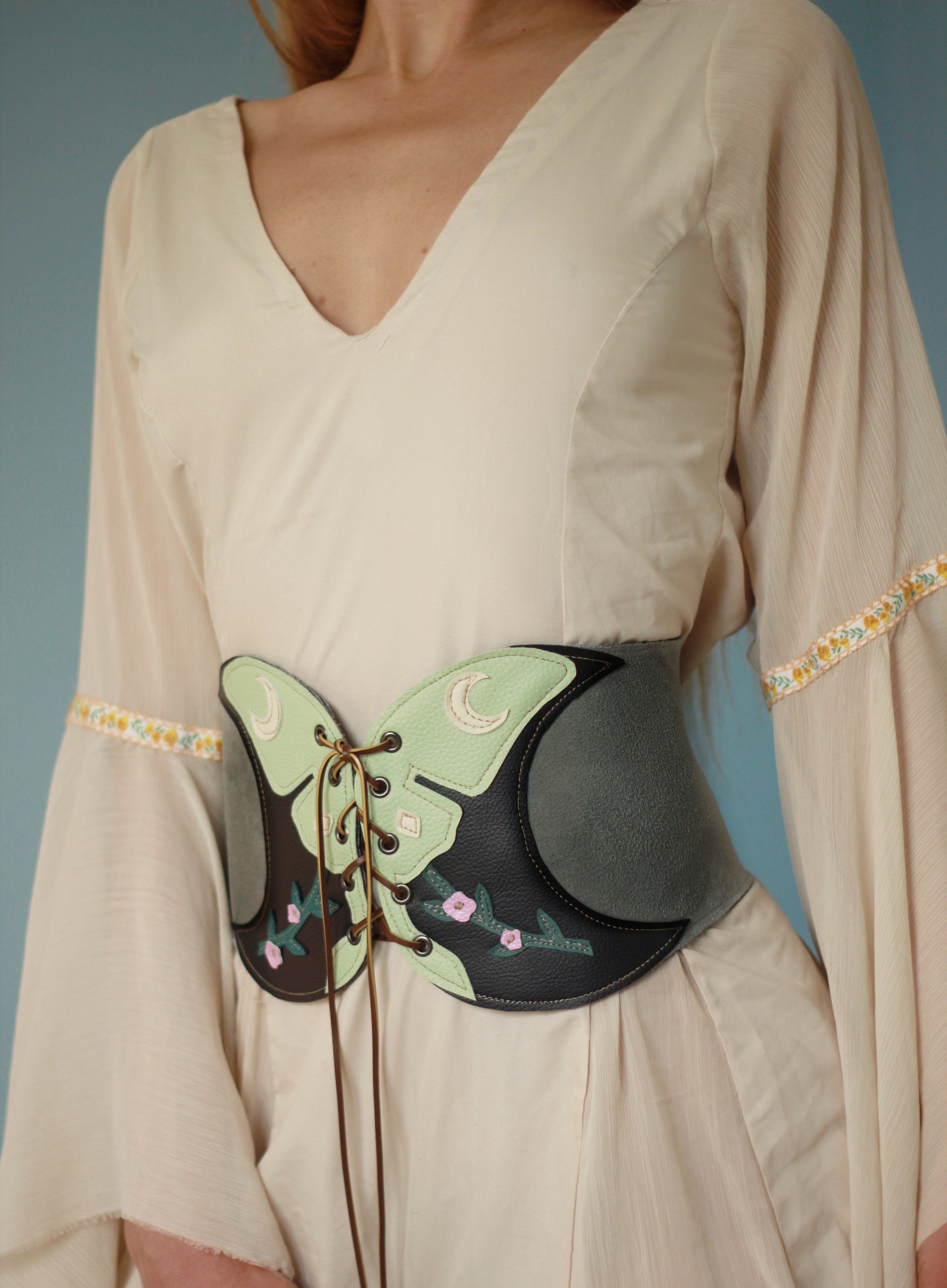 Kyramade vegan leather Classic Luna Moth belt