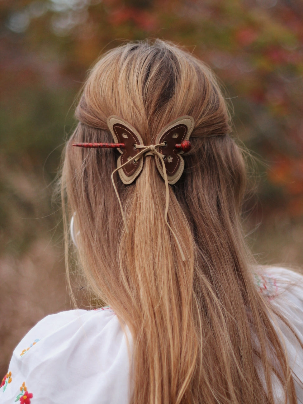 Small size vegan leather Butterfly hair slide