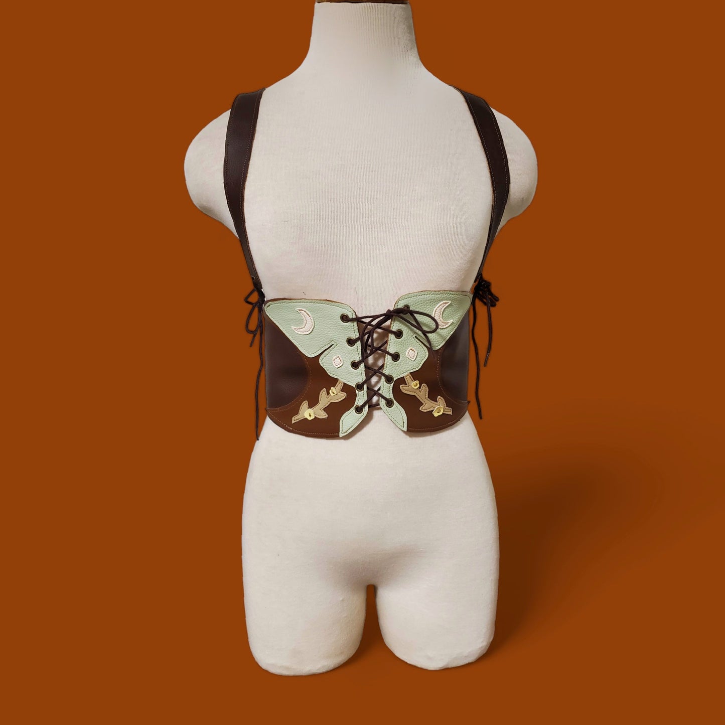 Kyramade vegan leather Luna Moth Belt with straps