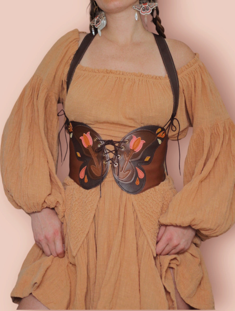 Kyramade vegan leather custom butterfly belt (harness) - sisters of the moon